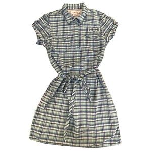 Vineyard Vines Shirt Dress Collared Blue Mint Plaid Belted Shirtwaist Logo 6